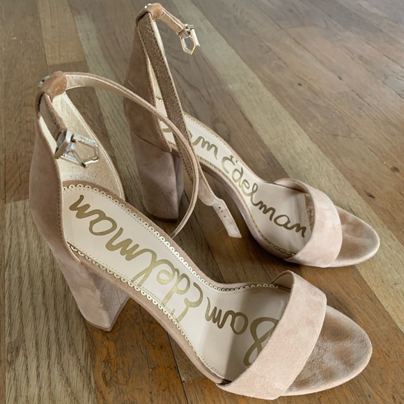 Sam Edelman nude suede 4” block heel - Picture 1 of 5